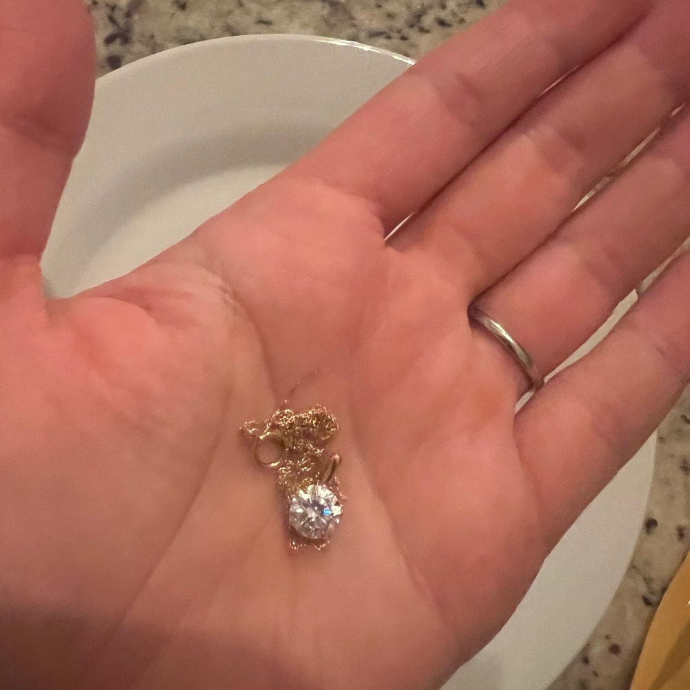 Real solid 14 K  Gold Necklace with CZ